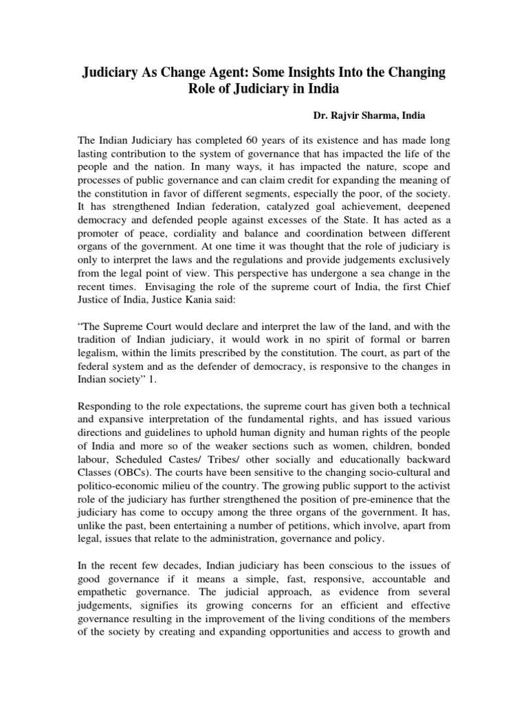 Indian Judiciary's Evolving Role | PDF | Supreme Court Of India ...
