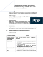 Terminos de Referencia para La Plaza de Tecnico Administrativo Cas