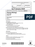 Thursday 9 January 2020: Human Biology