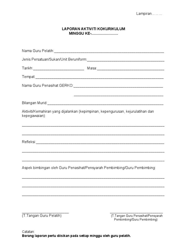 Format Laporan Aktiviti Kokurikulum Praktikum Pdf