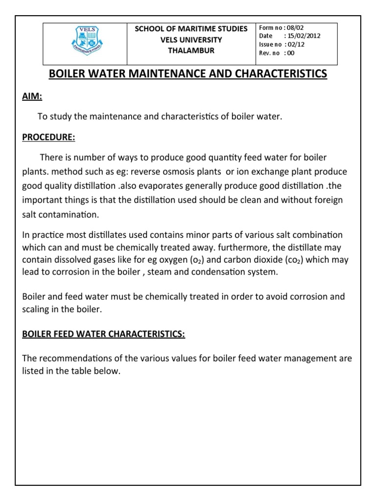 Boiler Water Maintenance Procedures | PDF | Home & Garden | Science ...