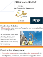 CIE 531 Introduction To Construction Management