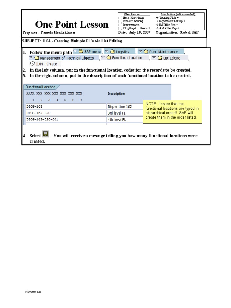 IL04: Creating Multiple FLs in SAP | PDF