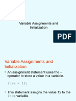 Variable Assignments and Initialization