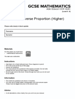 Direct and Inverse Proportion (Higher) : (Level 6 - 8)