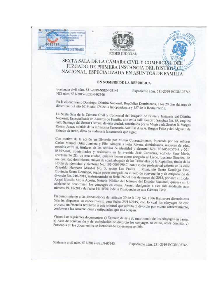Sentencia de Divorcio | PDF