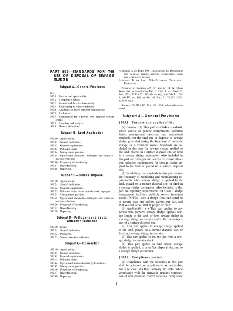 Sewage Sludge Disposal Standards | PDF | Wastewater | Sewage Treatment