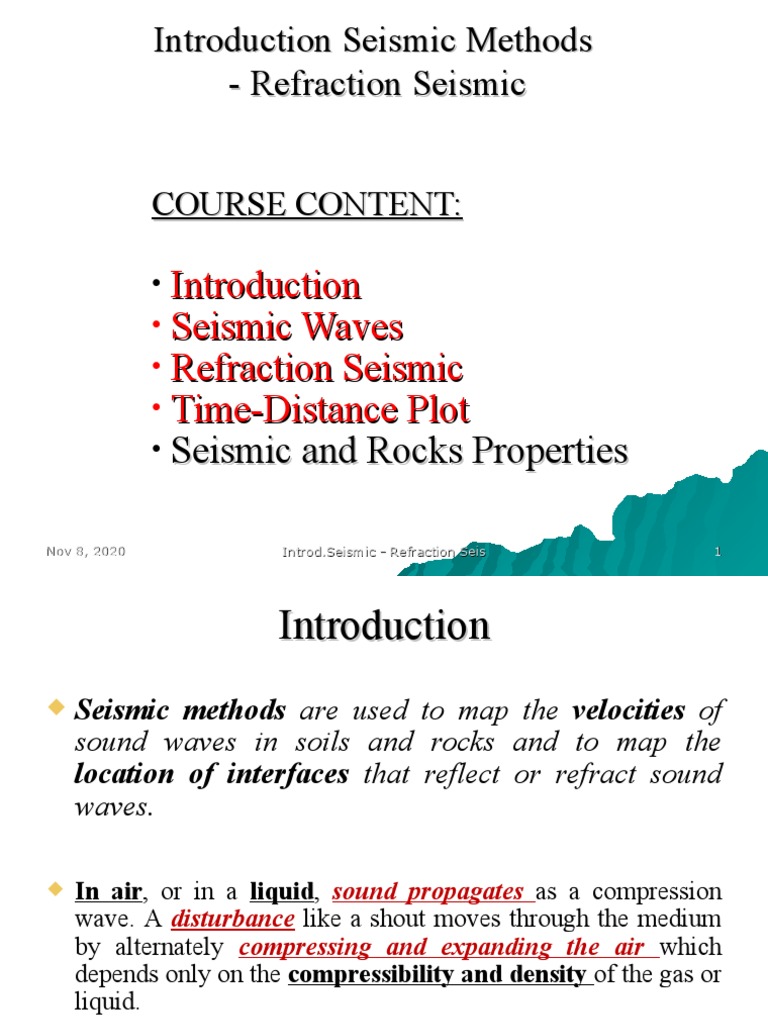 Introduction Seismic Methods - Refraction Seismic | PDF | Reflection ...