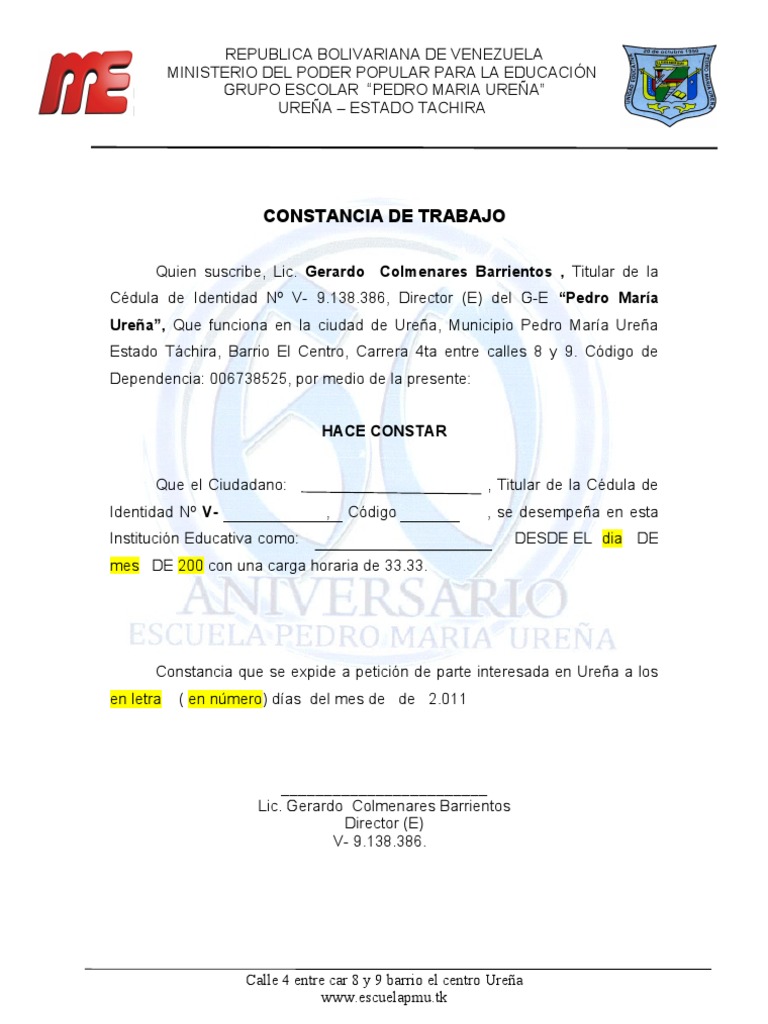 Carta De Trabajo Ministerio De Trabajo - s Carta De