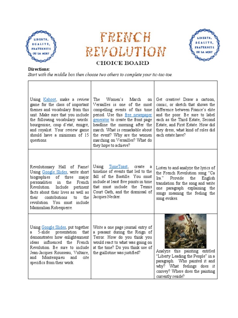 French Revolution Enrichment Tasks | PDF | French Revolution | Age Of ...