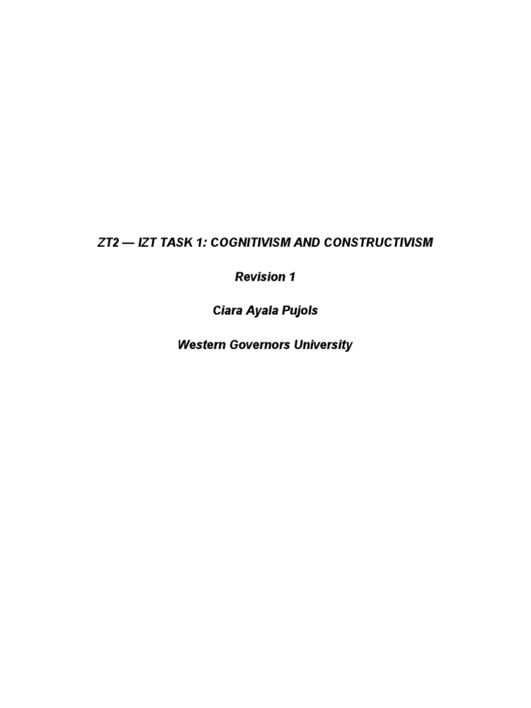 Task 2 Cognitivism - Constructivism (R1) | PDF | Constructivism ...