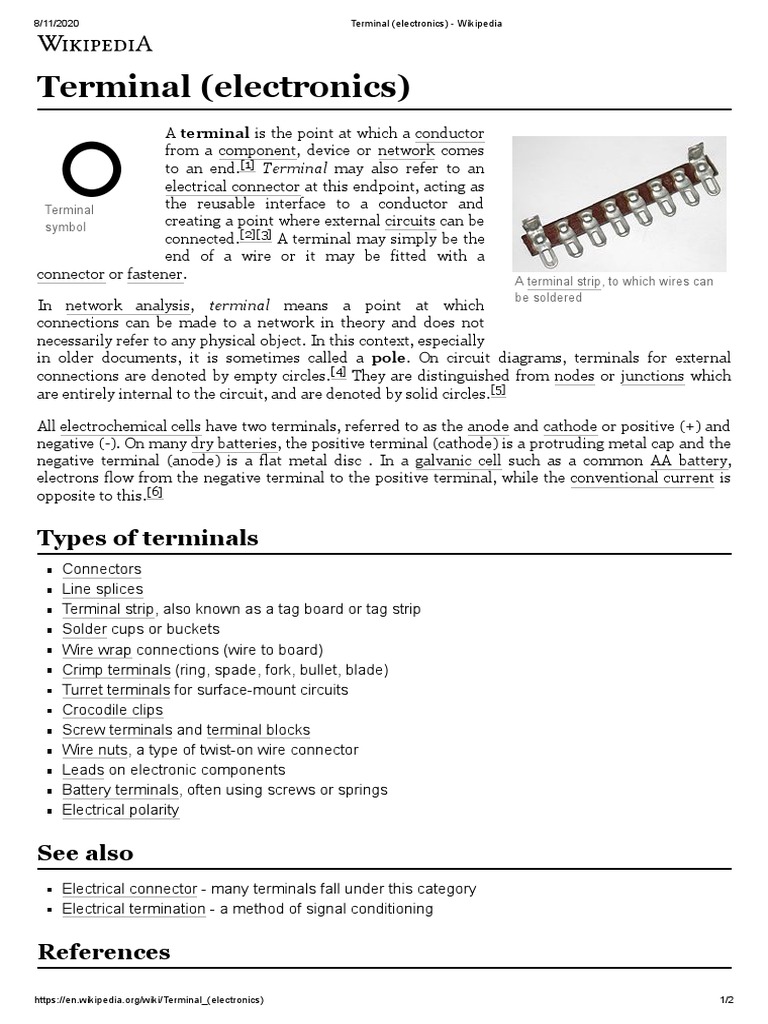 Terminal (Electronics) Wikipedia PDF Electrical Components