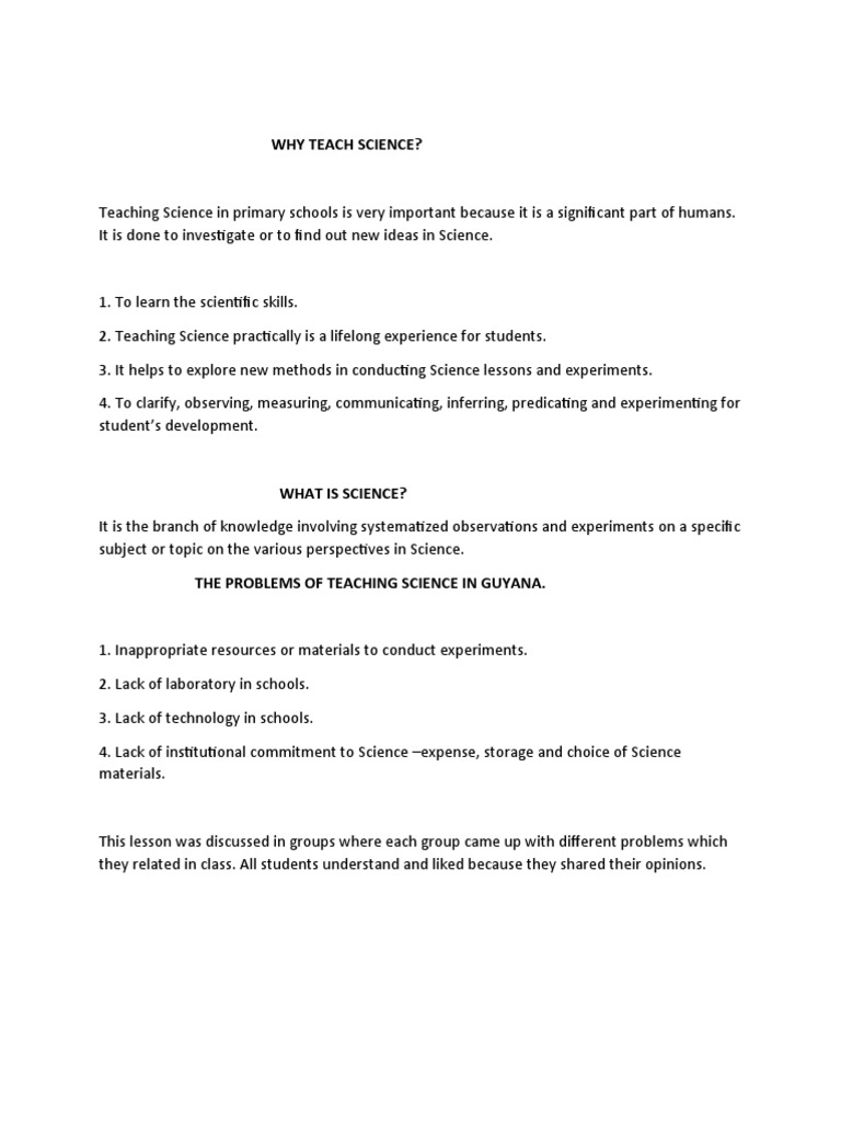 Why Teach Science