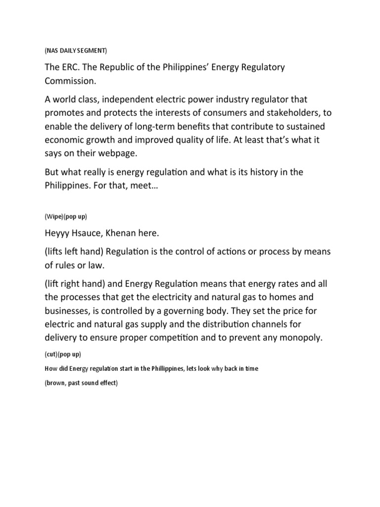 Erc Script Pdf Electric Power Industry Regulation