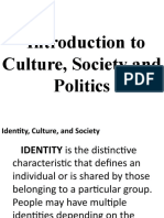 Introduction To Culture, Society and Politics