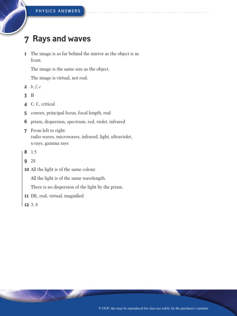 IGCSE Physics - CD Answer 7 | PDF | Teaching Methods & Materials