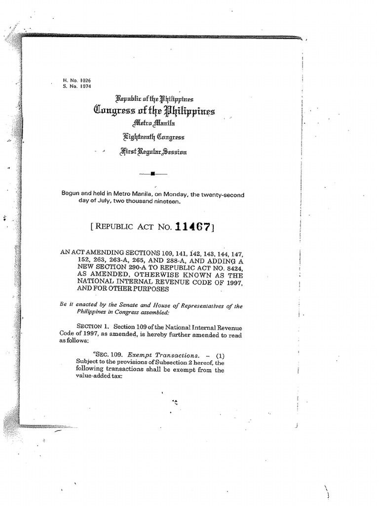 RA 11467 Increase Excise Taxes On Alcohol and e Cigarettes PDF | PDF