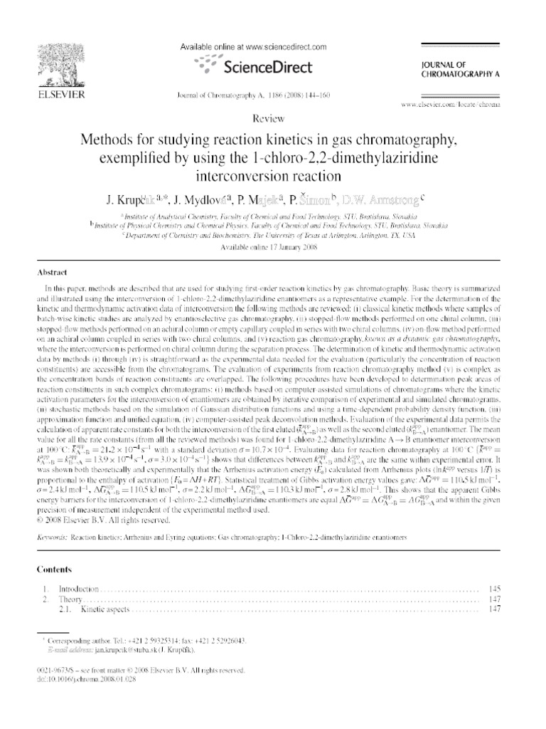 Methods For Studying Reaction in Gas Chromatography PDF
