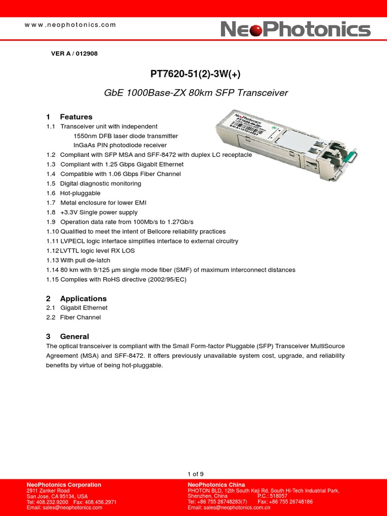 d7600024lf NEOPHOTONI PT7620-52-3W+ | PDF | Electromagnetism
