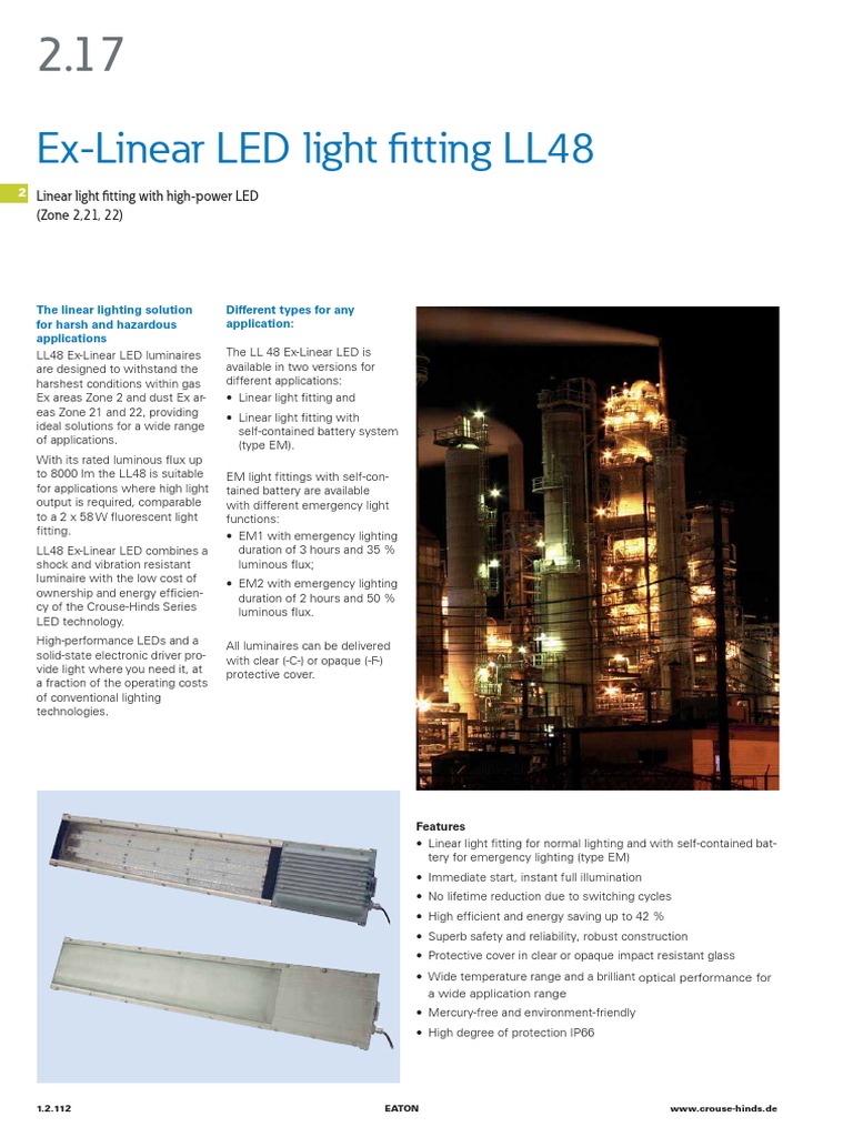 LL48 Ex-Linear LED for Hazardous Areas | PDF | Lighting | Light ...