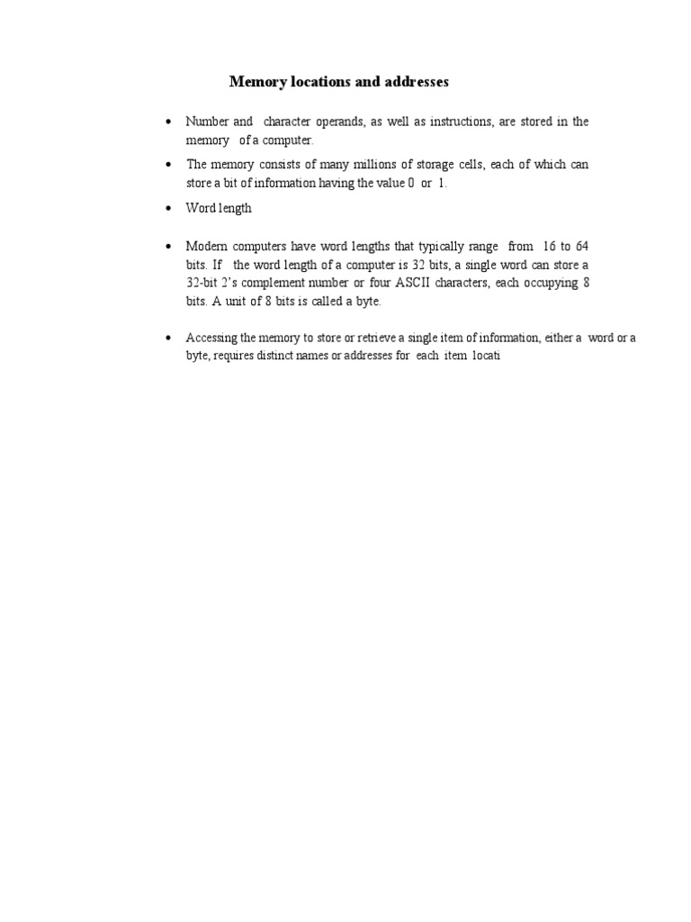 Memory Locations and Addresses PDF Computer Engineering