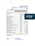 Certification Summary: Write Name of Supplier Here - As Mentioned On PO