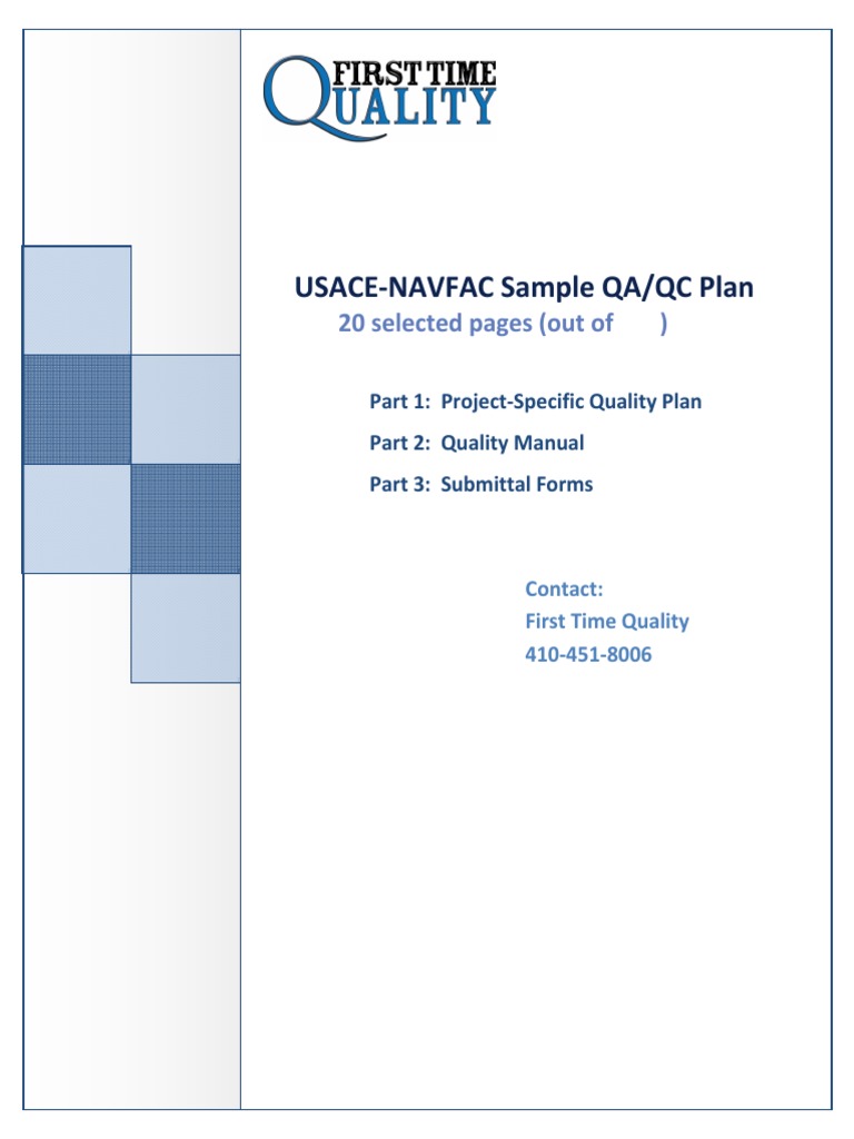 Usace Quality Plan Sample | PDF | Quality Assurance | Quality ...