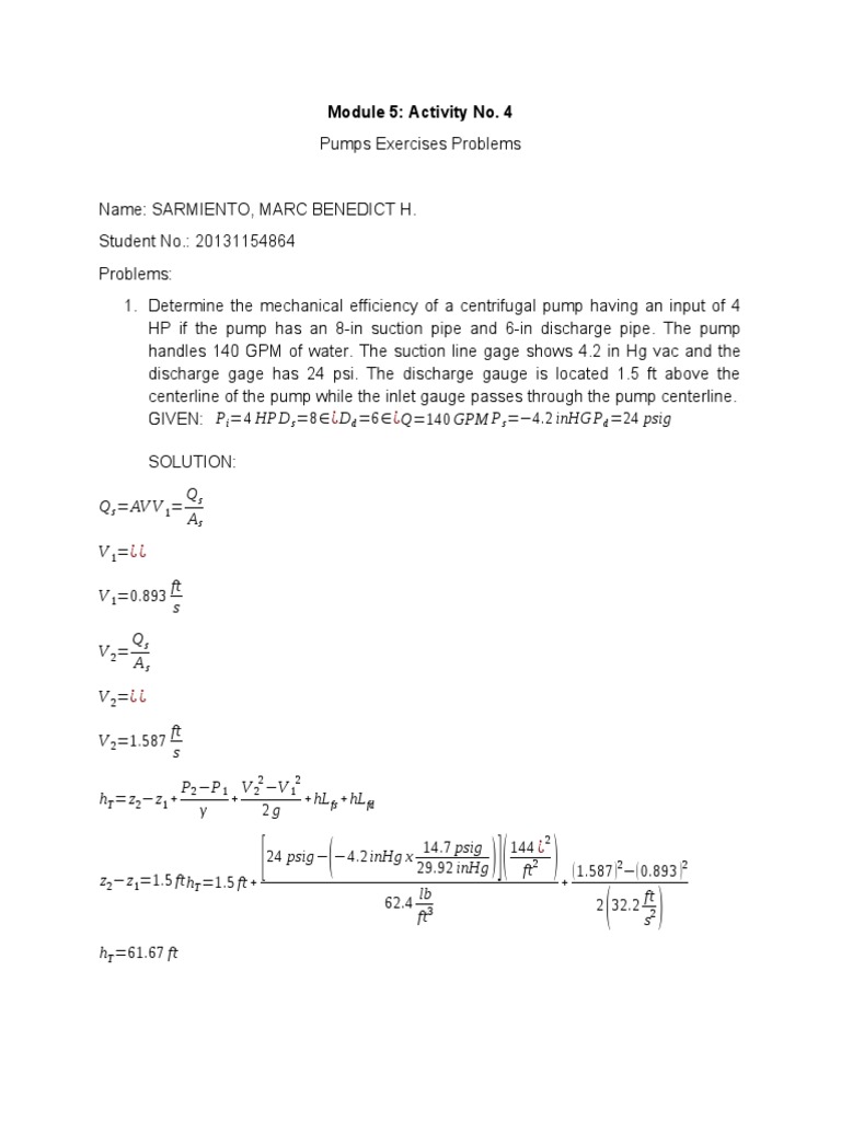 Centrifugal Pump Efficiency Problems | PDF | Pump | Continuum Mechanics