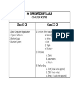 Hy Examination Syllabus Class XI CS Class XII CS: Computer Science