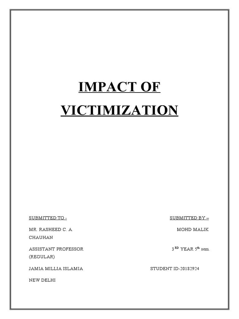 Impact of Victimization: RD TH | PDF | Victimisation | Victimology