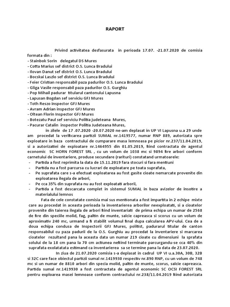 Raport Inventariere Arbori | PDF