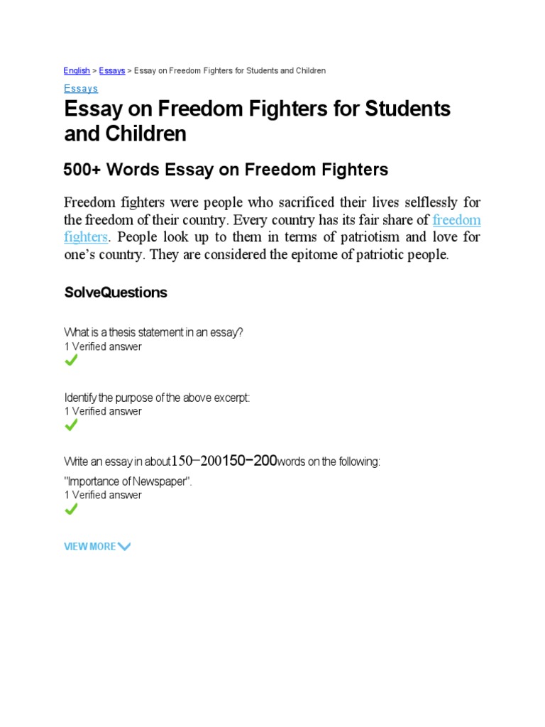 1500 words essay on freedom fighters pdf