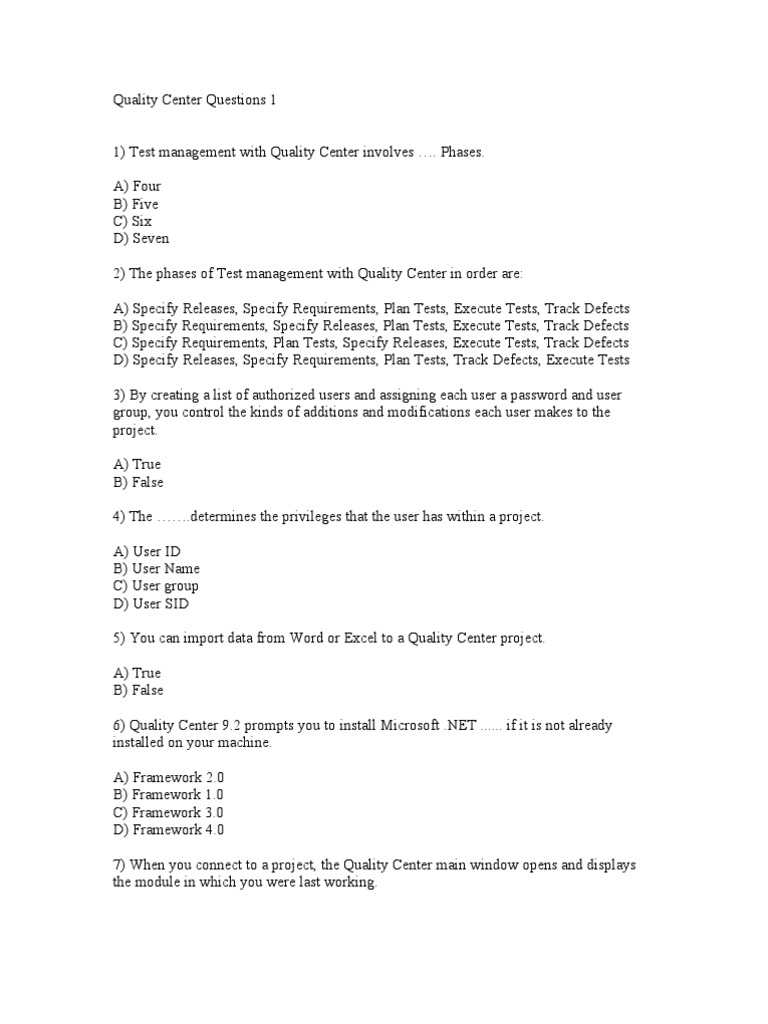 Quality Center Questions 1 | PDF