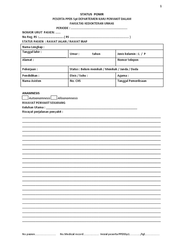 Format POMR untuk PPDS SpI | PDF | Pengelolaan Keuangan & Uang ...