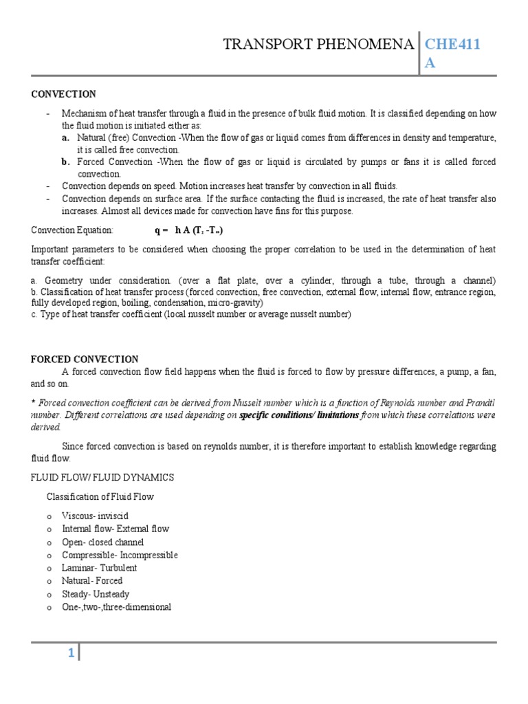 Transport Phenomena: CHE411 A | PDF | Boundary Layer | Fluid Dynamics