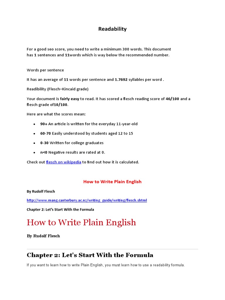 How To Write Plain English Readability PDF Writing Human