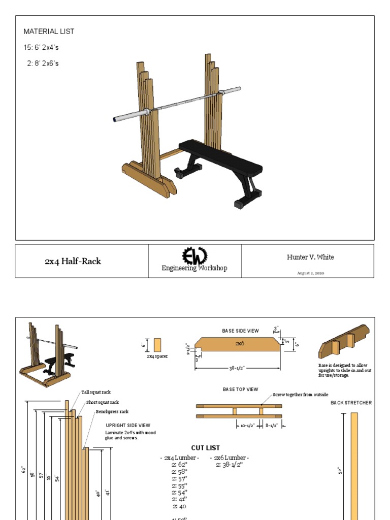 DIY 2x4 Half-Rack Plans | PDF | Lumber | Woodworking