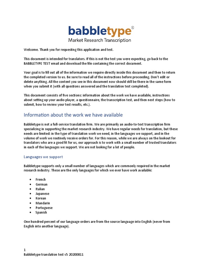 Translation — babbletype, Working as a Transcriptionist at Babbletype ...