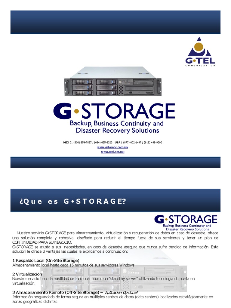 Solución Integral G•STORAGE para Continuidad | PDF | Servidor ...