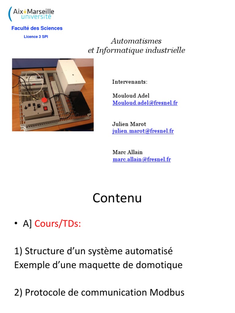 Automatismes Transparents Cours L3 SPI PDF | PDF | Ethernet | Suite des ...