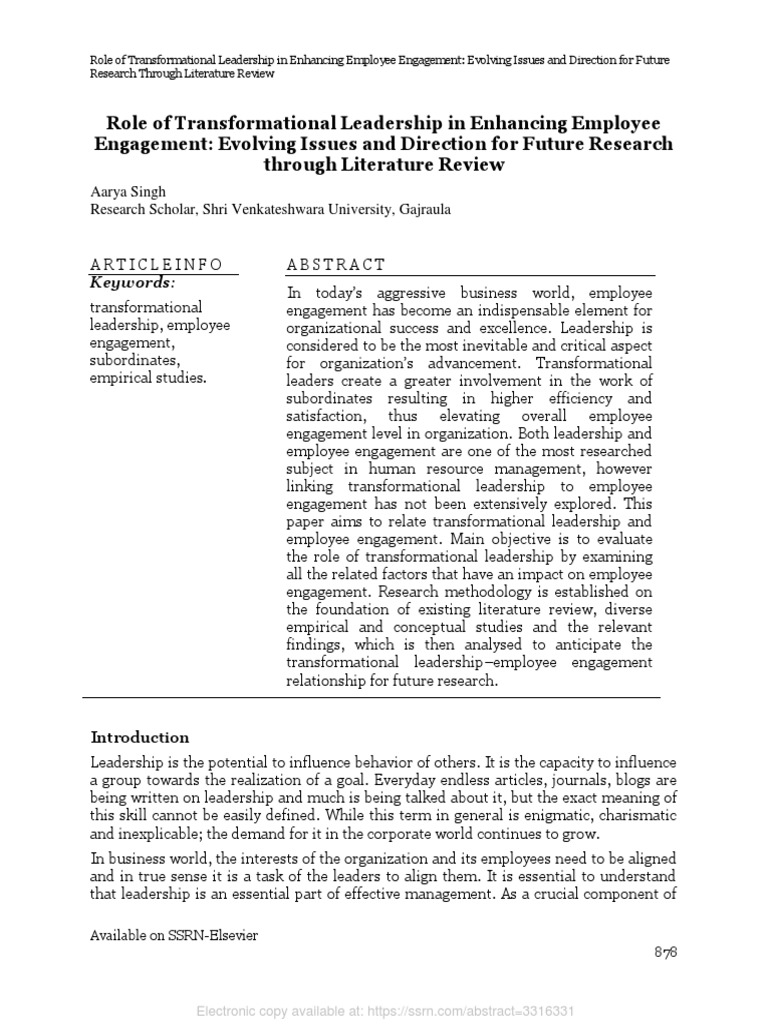 Transformational Leadership & Employee Engagement | PDF ...