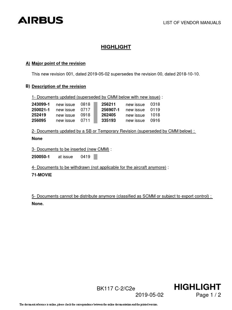 Revision of Vendor Manual List Highlights Updates to Critical
