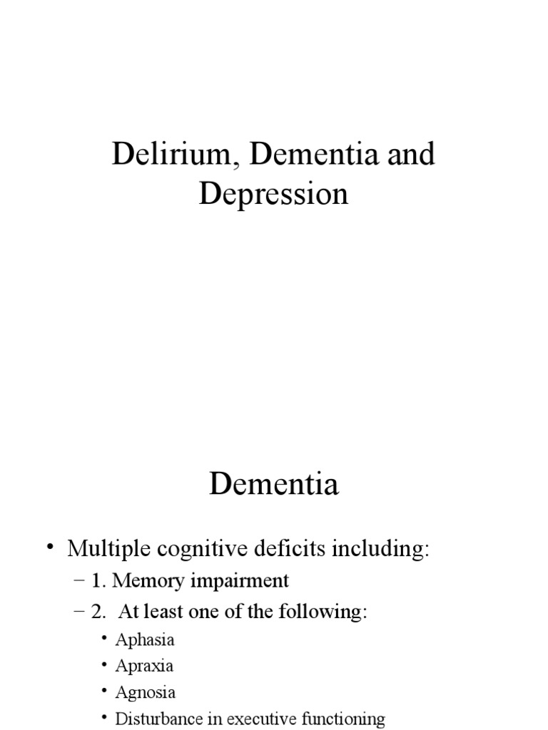 Delirium Dementia and Depression SPR 20111 PDF Geriatric