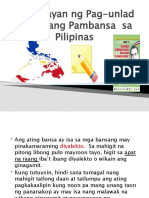 Kasaysayan NG Pag-Unlad NG Wikang Pambansa Sa Pilipinas
