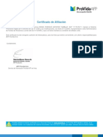Certificado de Afiliación: Servicio de Información Provida Afp en Línea