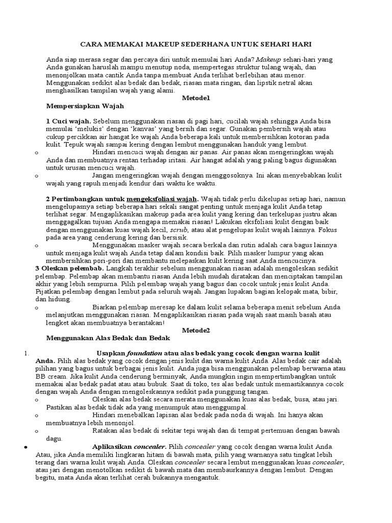 Cara memakai makeup sederhana untuk sehari hari pdf