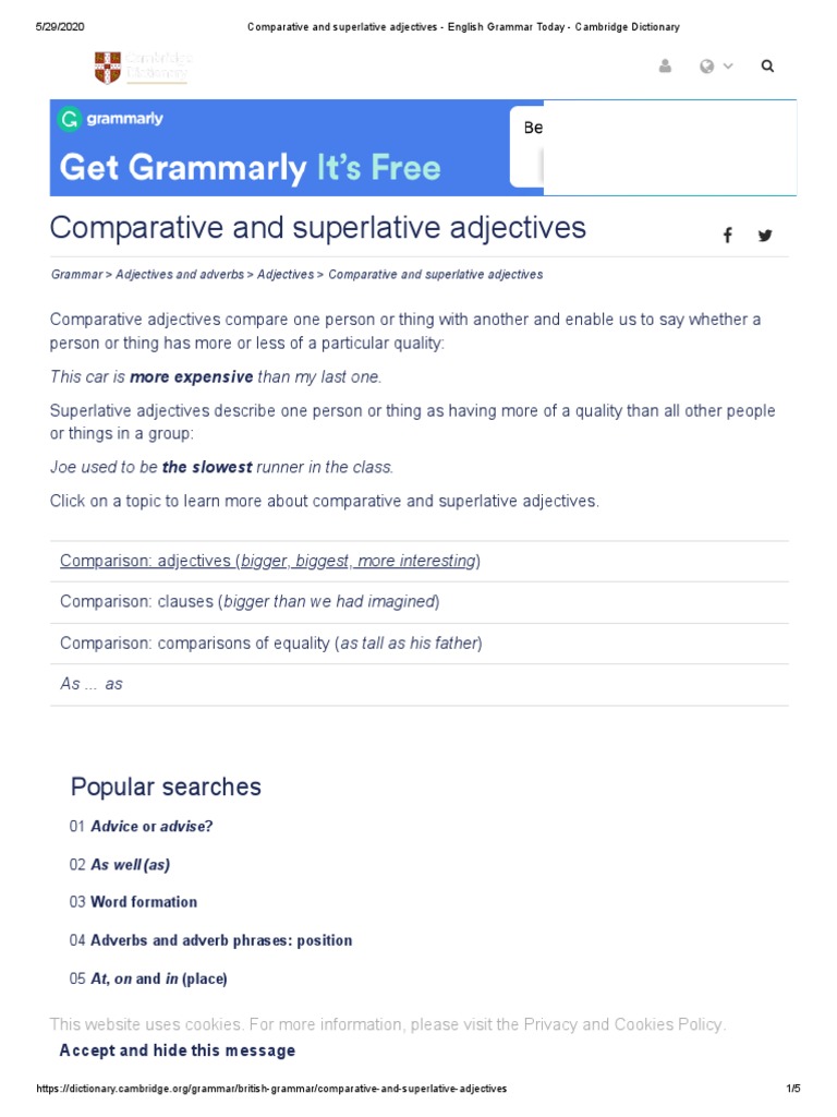 04-00 - Comparative and Superlative Adjectives - English Grammar Today ...