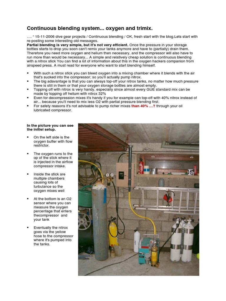 Continuous Blending System for Nitrox | PDF | Helium | Pump
