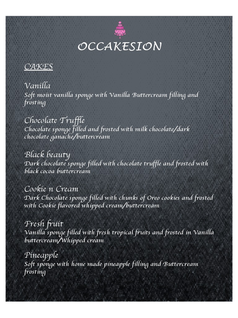 Occakesion Menu | PDF