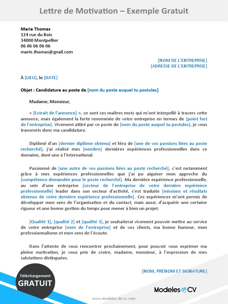 Modèle Lettre De Motivation Cap Petite Enfance Gratuit 2 Exemple Lettre de Motivation | PDF | Entretien d'embauche | Motivation
